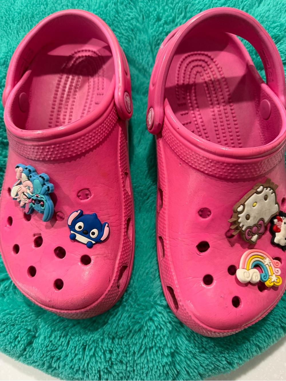 CROCS Kids Hot Pink Clog Sandals with Decorative Charms